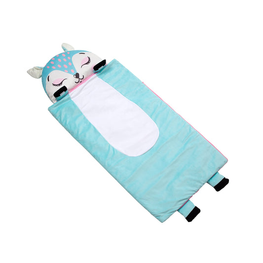 Unicorns & Robots Deer Nap Mat fabric close-up shows soft material