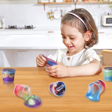 Unicoslm Crystal Slime close-up shows soft texture ideal for folding and stretching.
