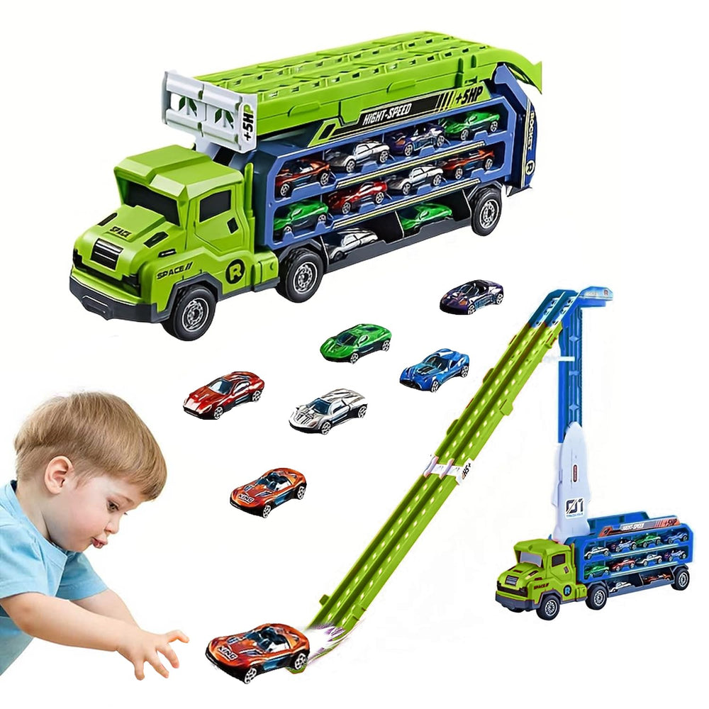 Unimoly Carrier Truck folded driving mode for portable play sessions.