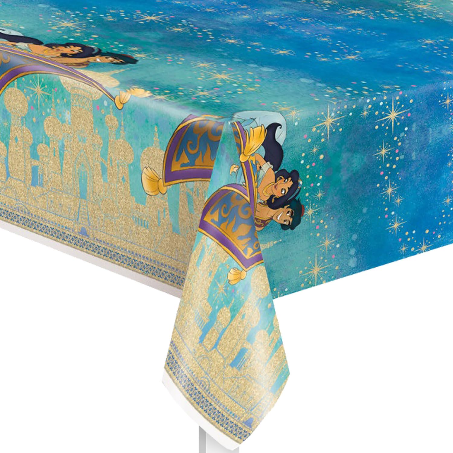 Unique Aladdin multicolor rectangular table cover for stylish party protection.