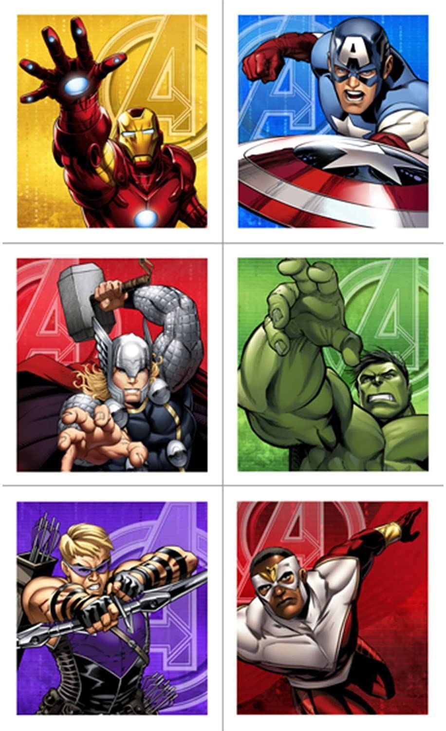 Unique Avengers stickers for decorating loot bags and cards.