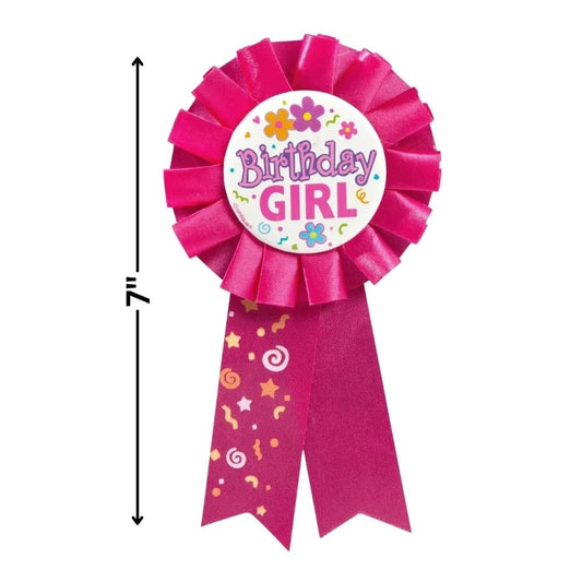 Unique Birthday Girl Red Fabric Award Badge 7inch worn on clothing with adjustable fit