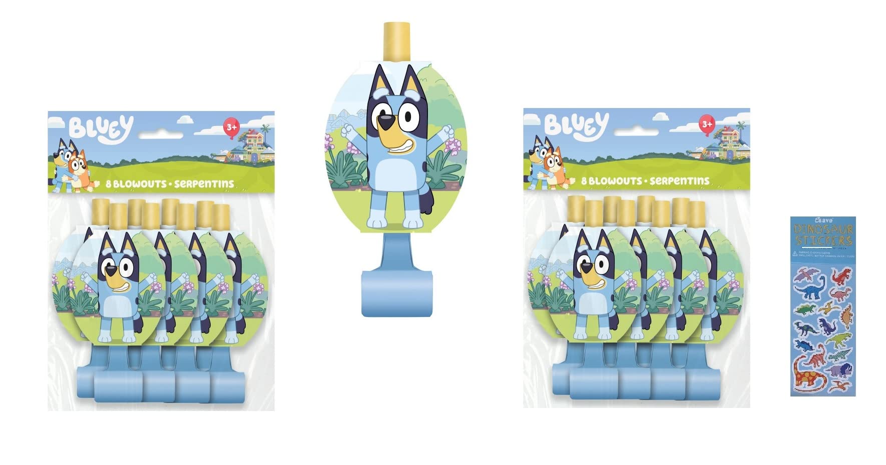 Unique Bluey birthday bundle blowouts close-up, adds festive party table flair.
