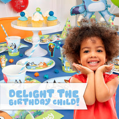 Unique Bluey birthday button highlighting the guest of honor