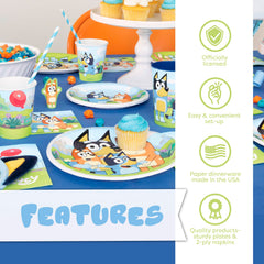 Unique Bluey blue forks provide sturdy utensils for easy party dining.