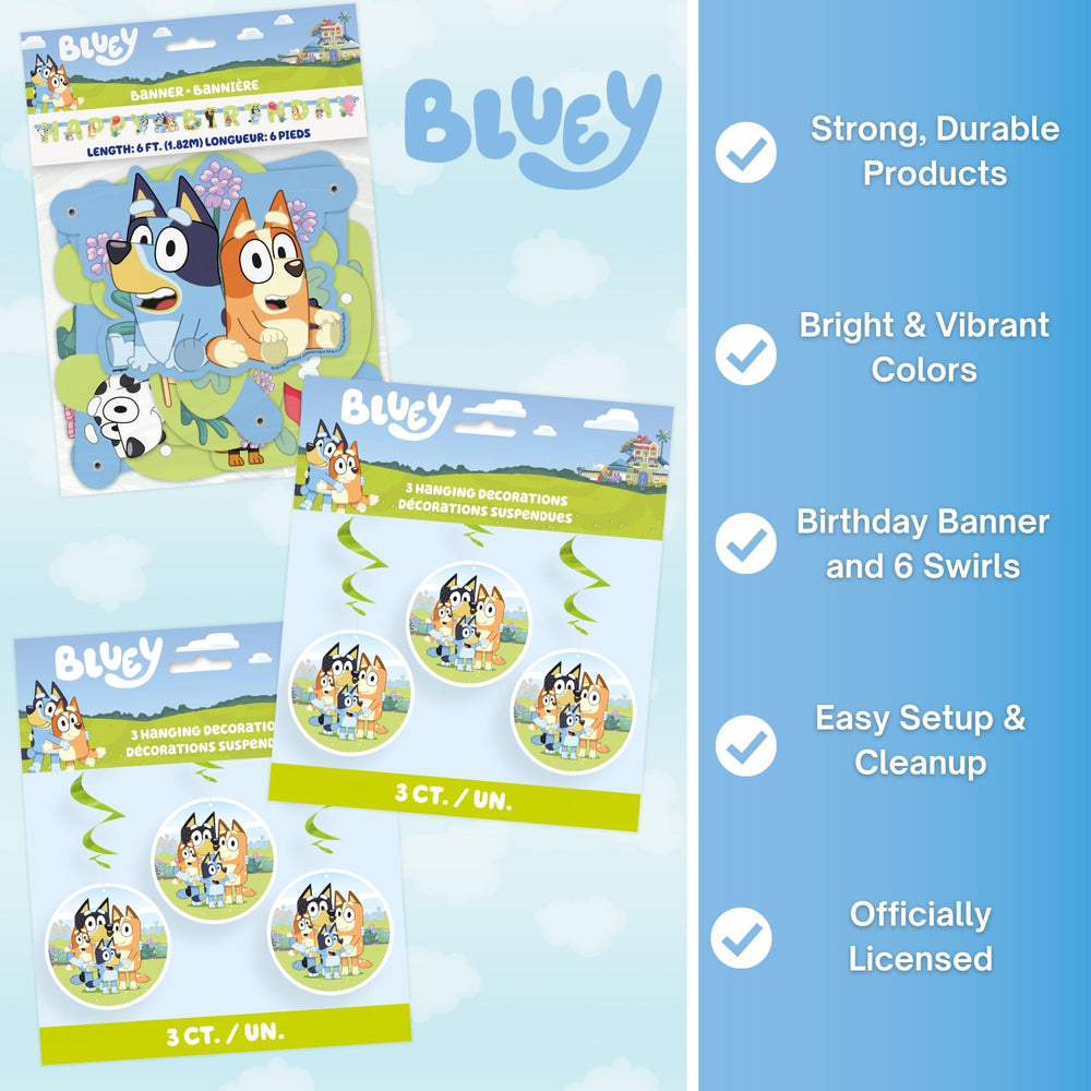 Unique Bluey hanging swirls with Bingo and Bluey characters for eye-catching ceiling decor.
