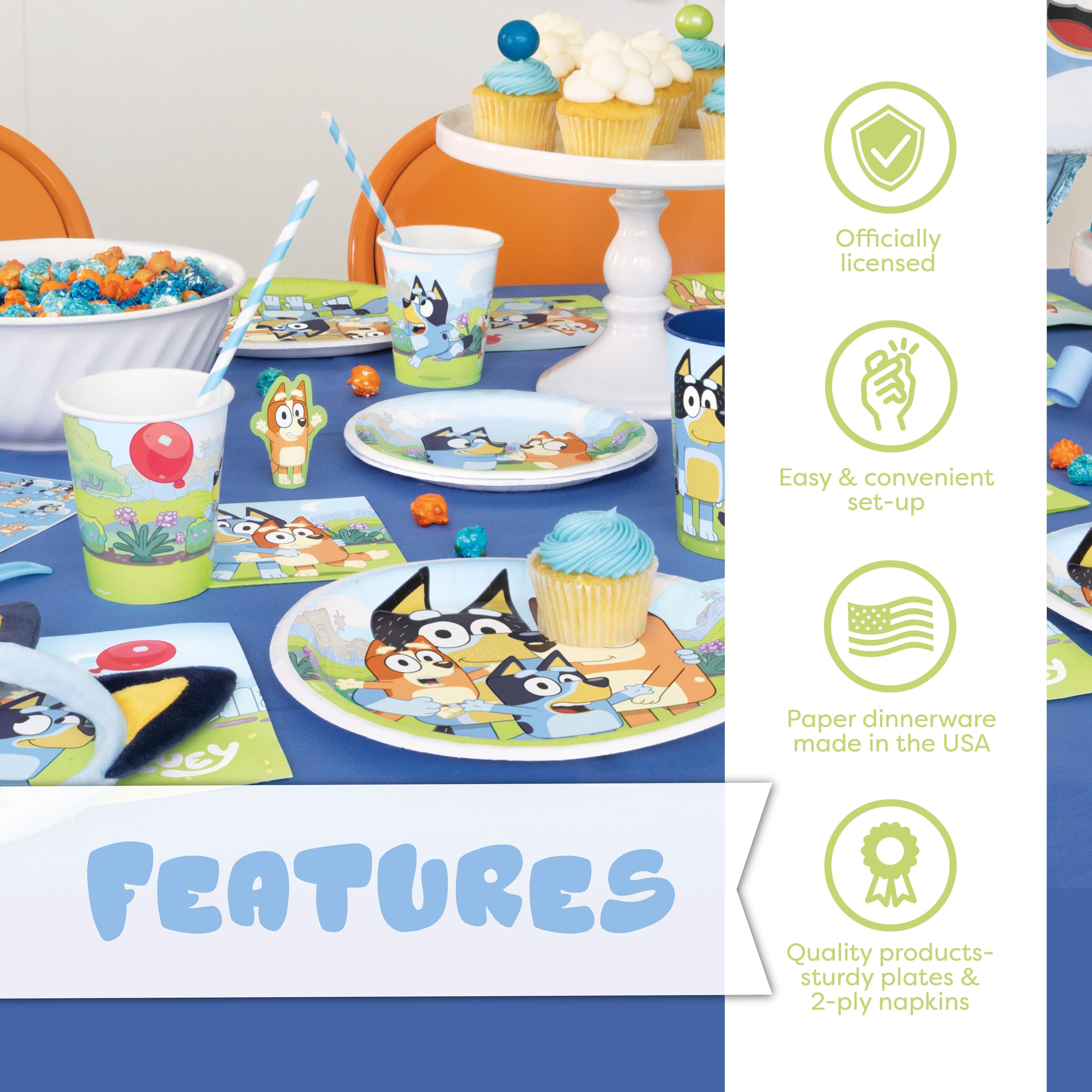 Unique Bluey napkins adding color and absorbing messes