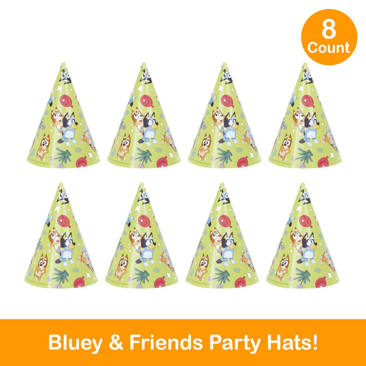 Unique Bluey party blowouts closeup showing kid-friendly design
