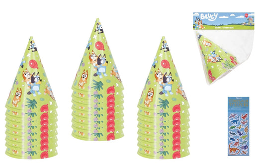 Unique Bluey party hats 24-pack ready for colorful birthday photos