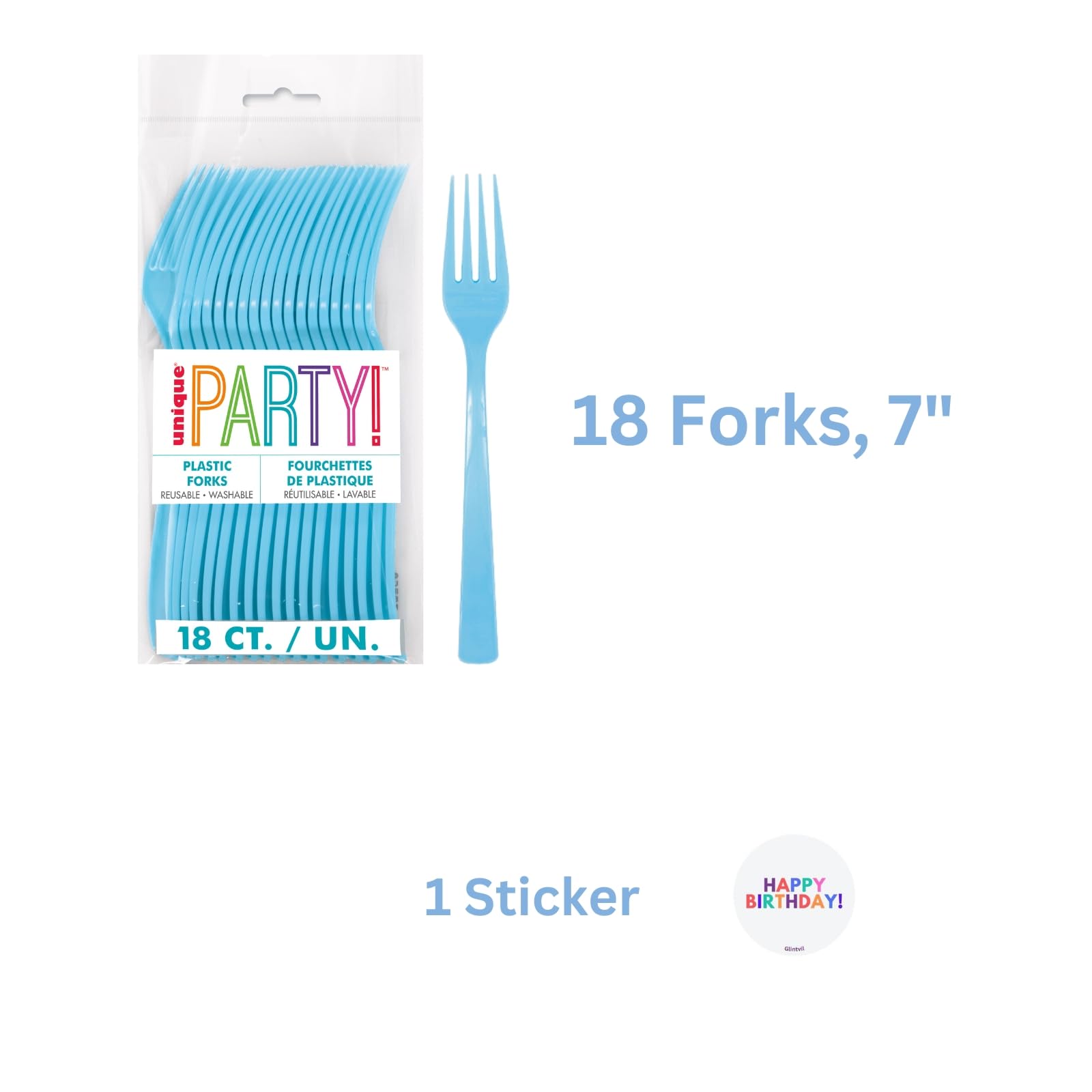 Unique Bluey plastic forks, 18-count, sturdy for kid meals.