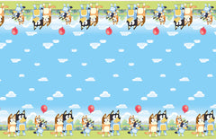 Unique Bluey table cover packaging shows two covers and sticker set.