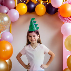 Unique dinosaur hats with durable cardstock and comfortable elastic strap for kids