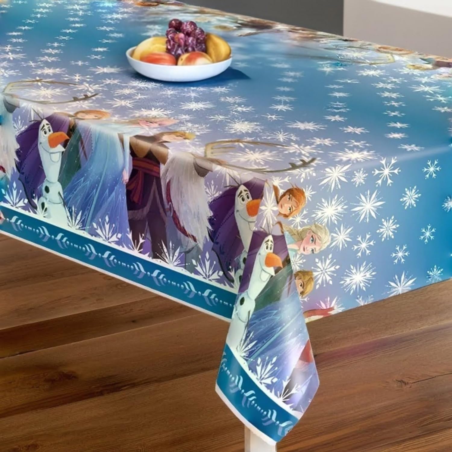 Unique Disney Frozen 2 center icy blue motif enhances party decor.