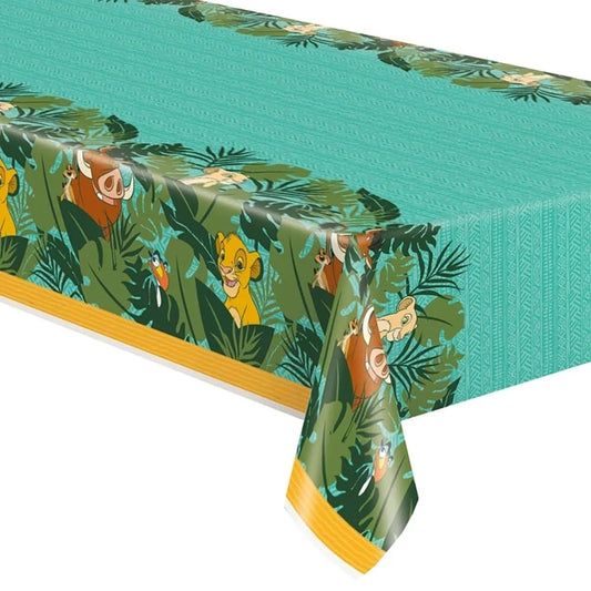 Unique Disney Lion King table cover 54x84 front view with Simba, Nala and Zazu