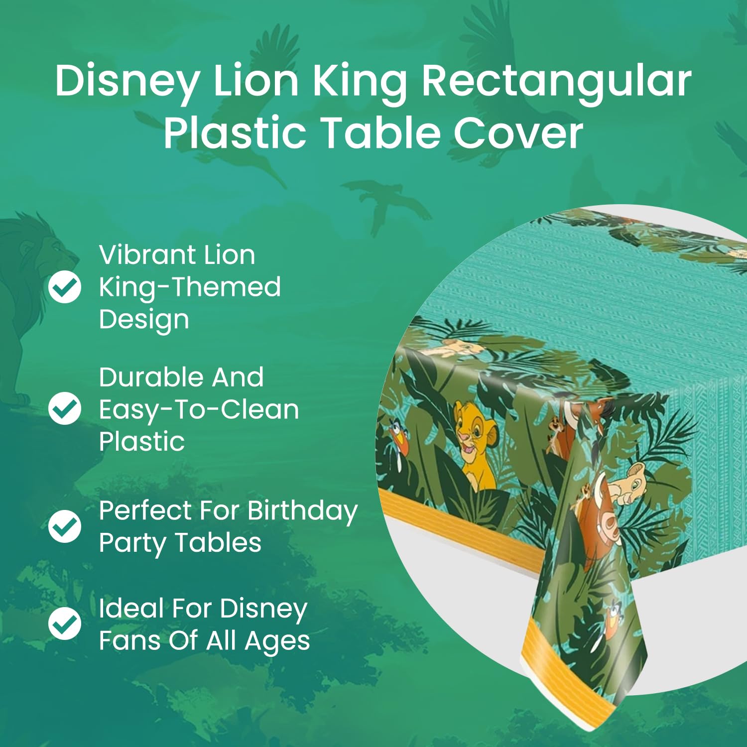 Table cover coordinating with other Disney Lion King party supplies