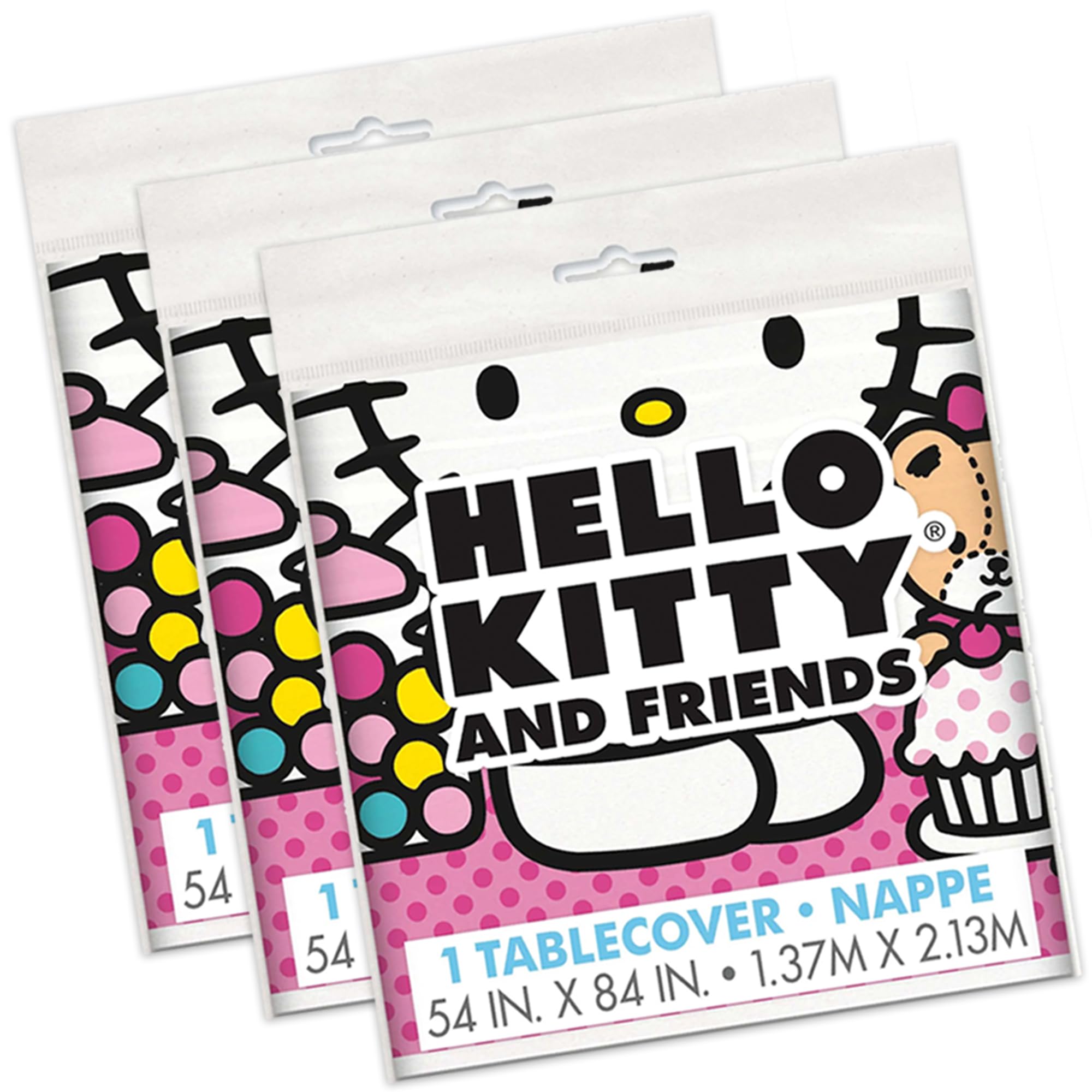 Unique Hello Kitty rectangle tablecloth covering a dining table for celebration ambiance