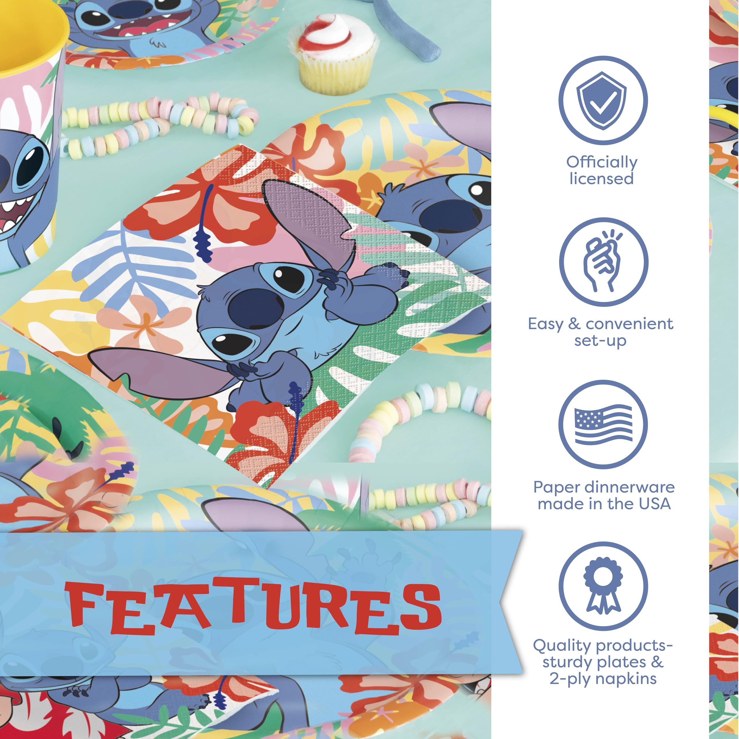 Unique Lilo and Stitch 6.5-inch napkins for quick cleanups and color coordination