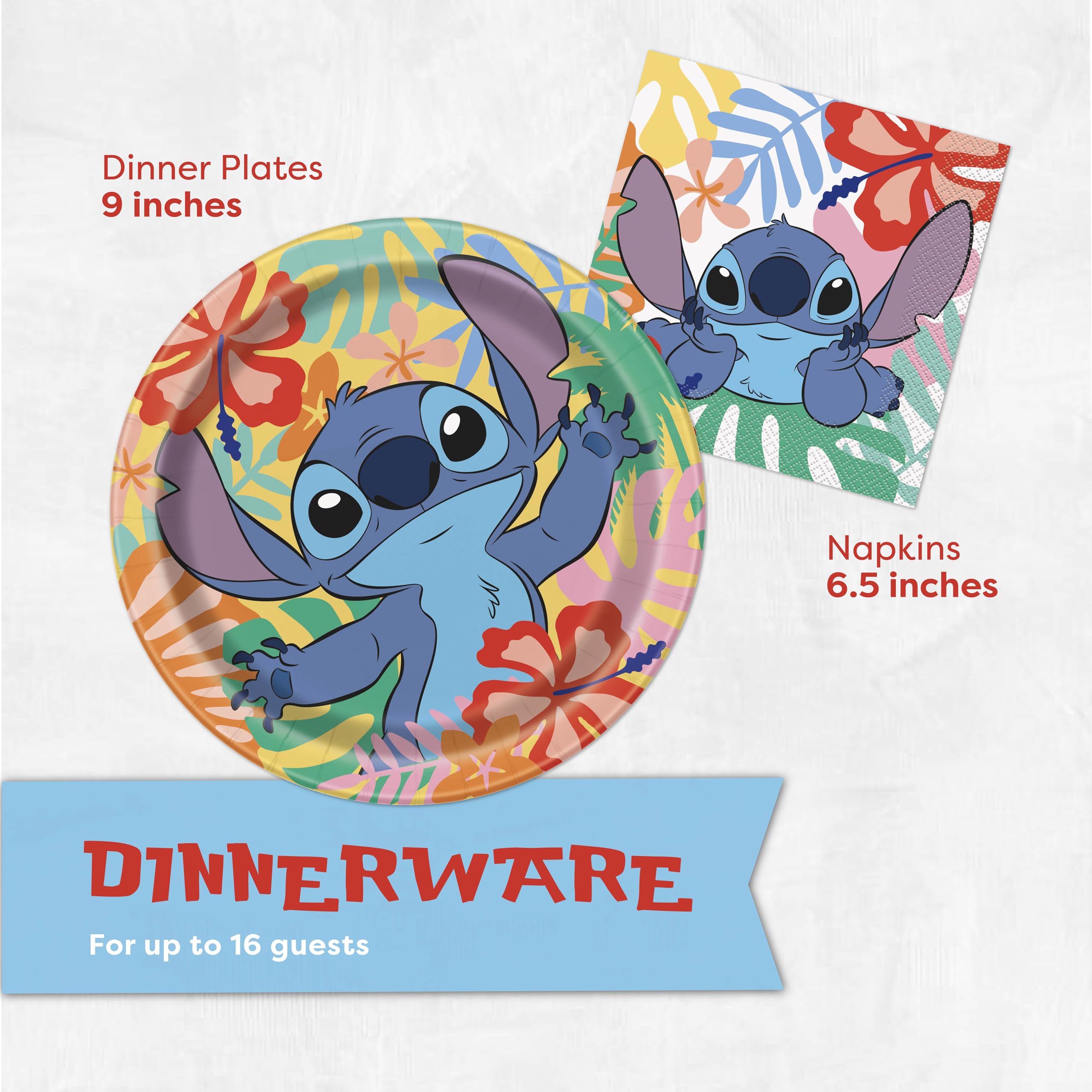 Unique Lilo and Stitch 9-inch plates sturdy for pizza, cupcakes, and cake
