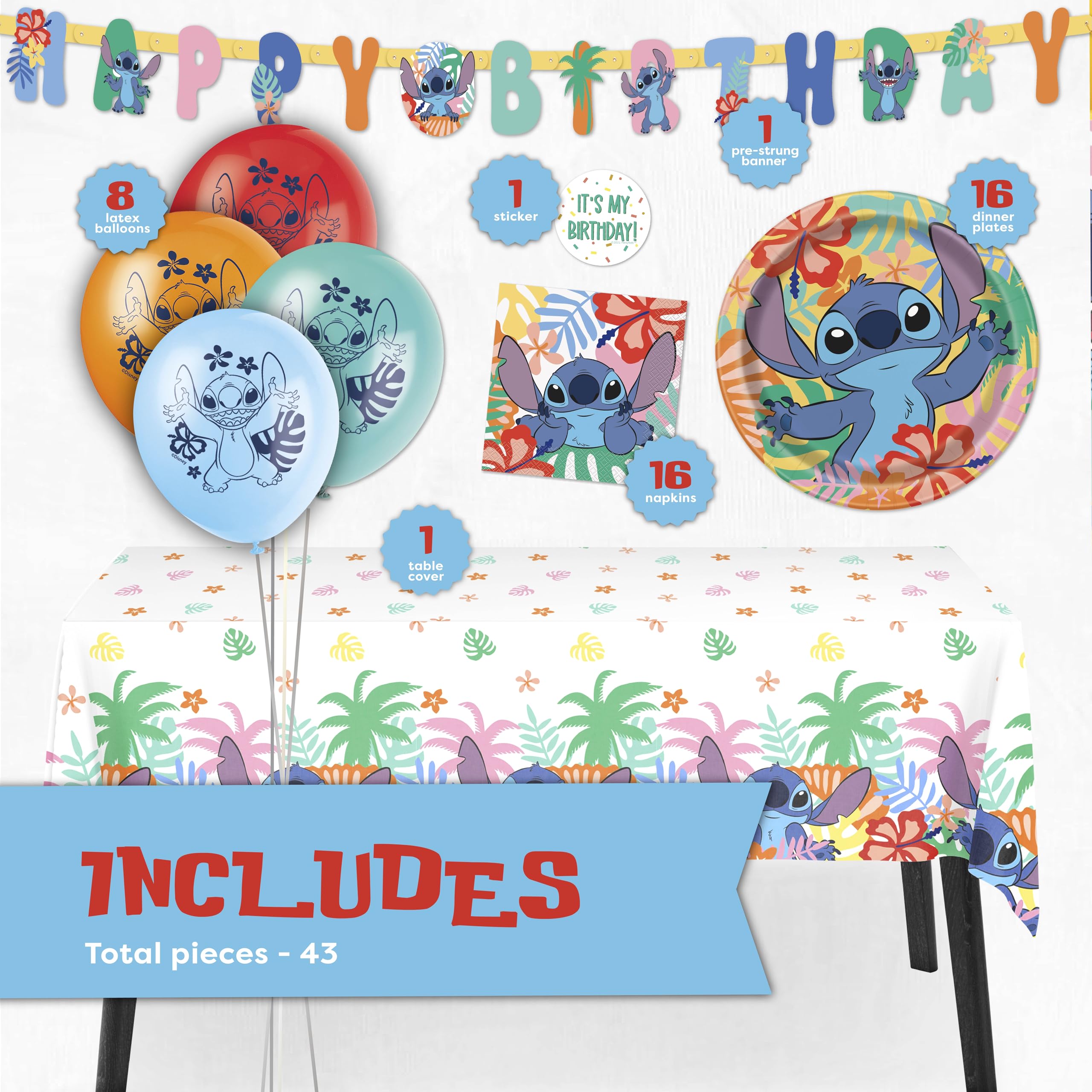 Unique Lilo and Stitch table cover adds a themed dining area for celebration