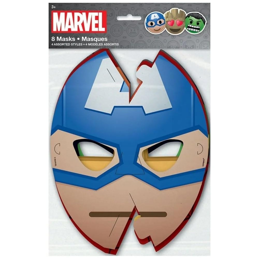 Kids wearing Unique Marvel Emoticon Masks during a birthday party