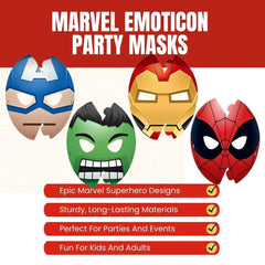 Unique Marvel Emoticon Masks decorate the party table for heroes