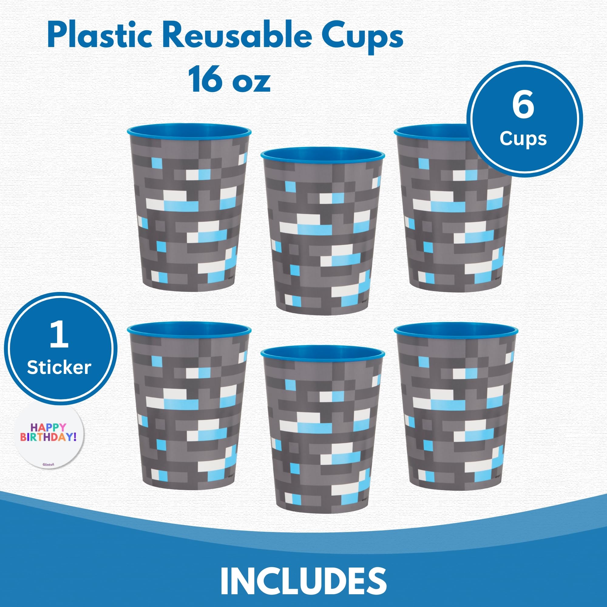 Unique Minecraft cups sturdy plastic for durable party use