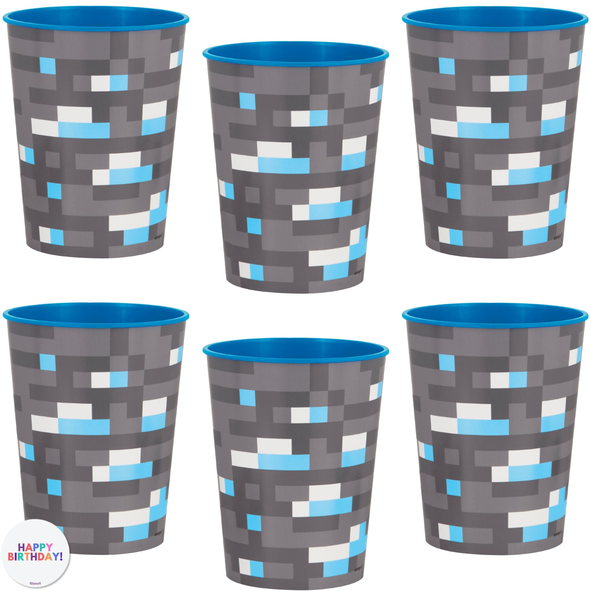 Unique Minecraft 6-pack cups with pixel graphics for themed celebrations