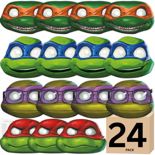 Unique Ninja Turtle masks featuring Leonardo design for kid party favors and photo props.