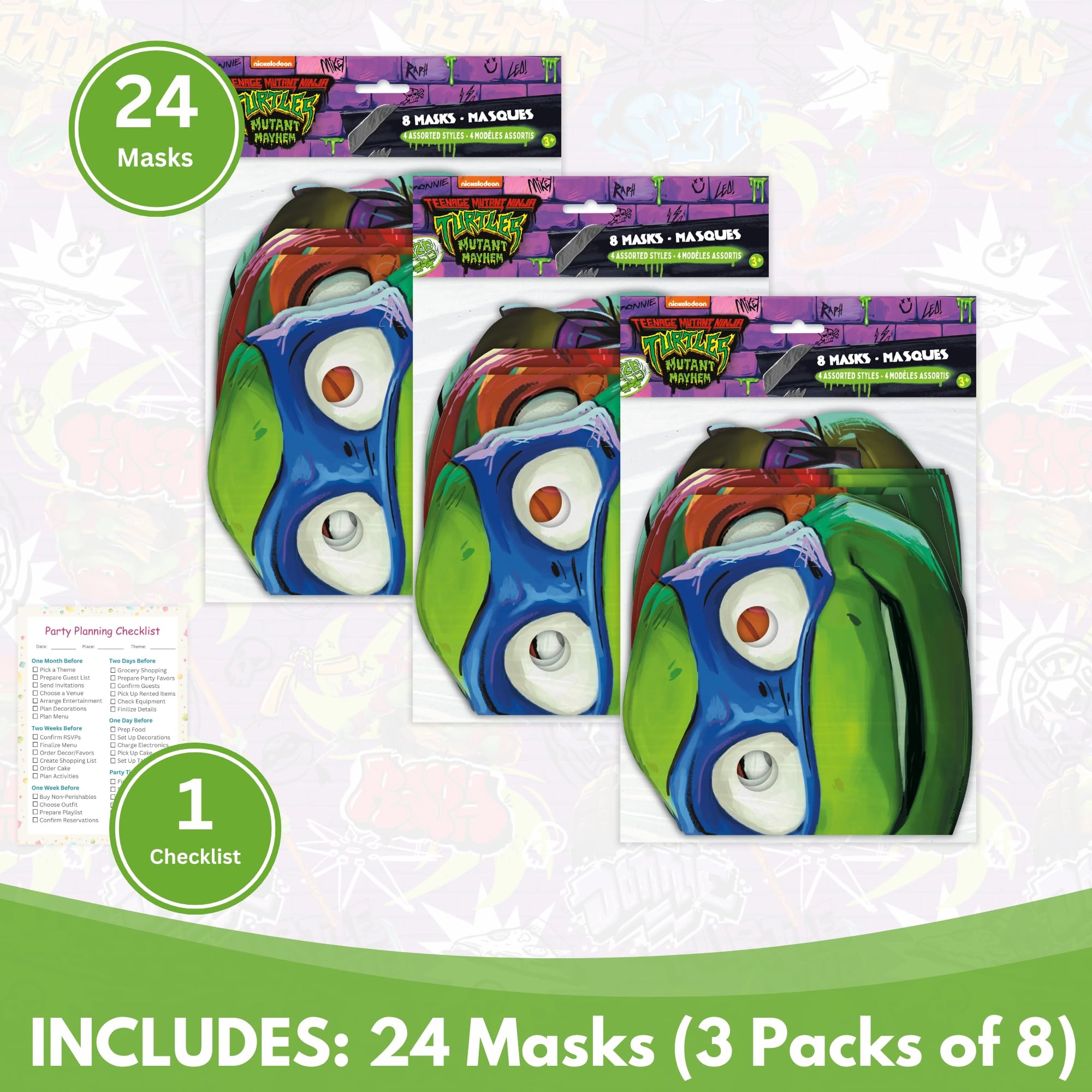 Unique Ninja Turtle masks with Raphael design, great for goodie bags and playful storytelling.