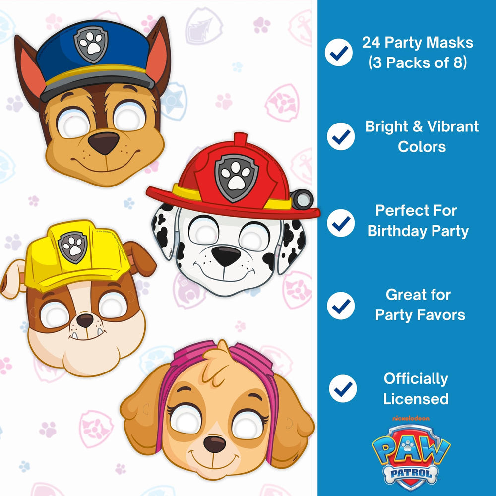 Unique Paw Patrol 24-mask package to outfit every guest.