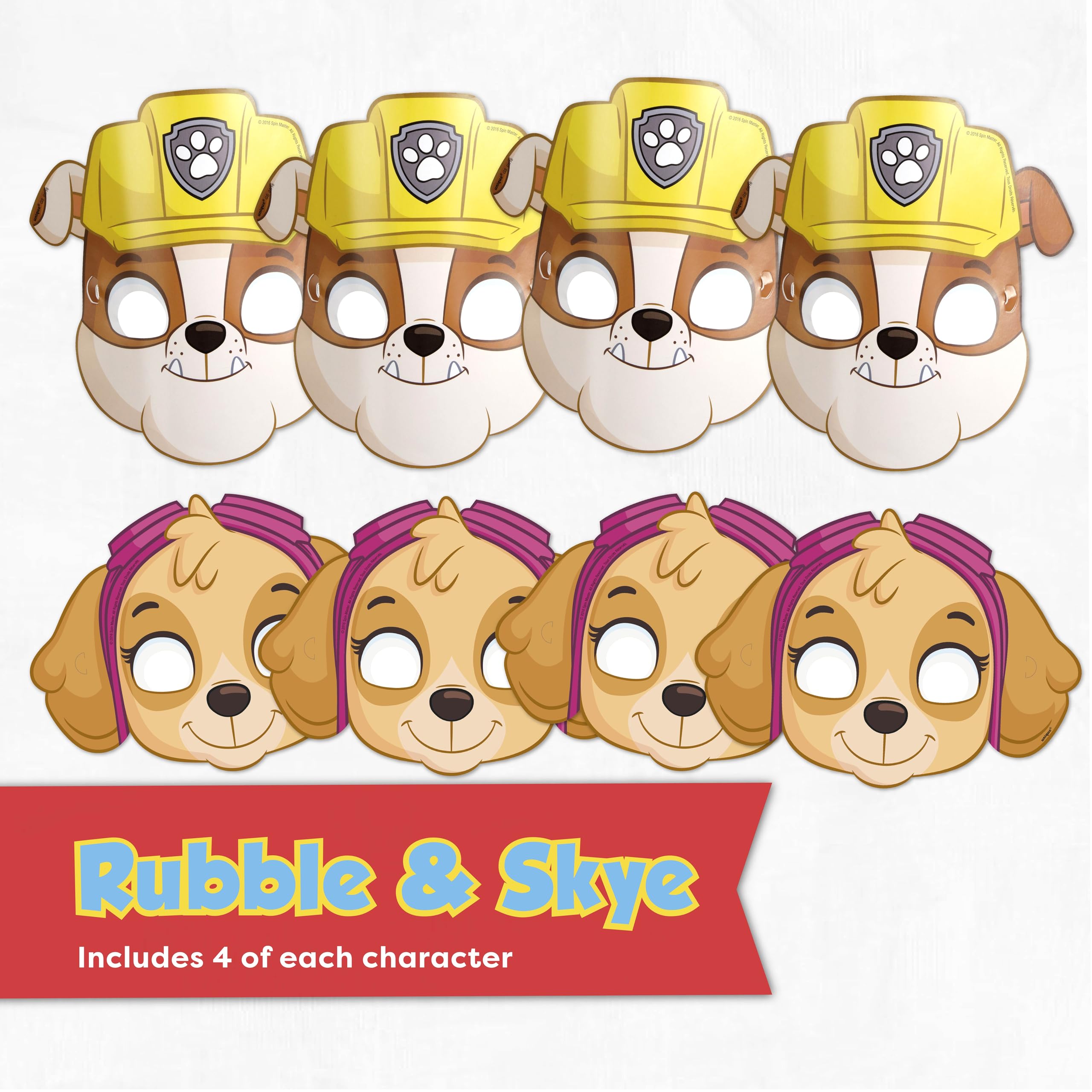 Unique Paw Patrol birthday button included with the mask set.