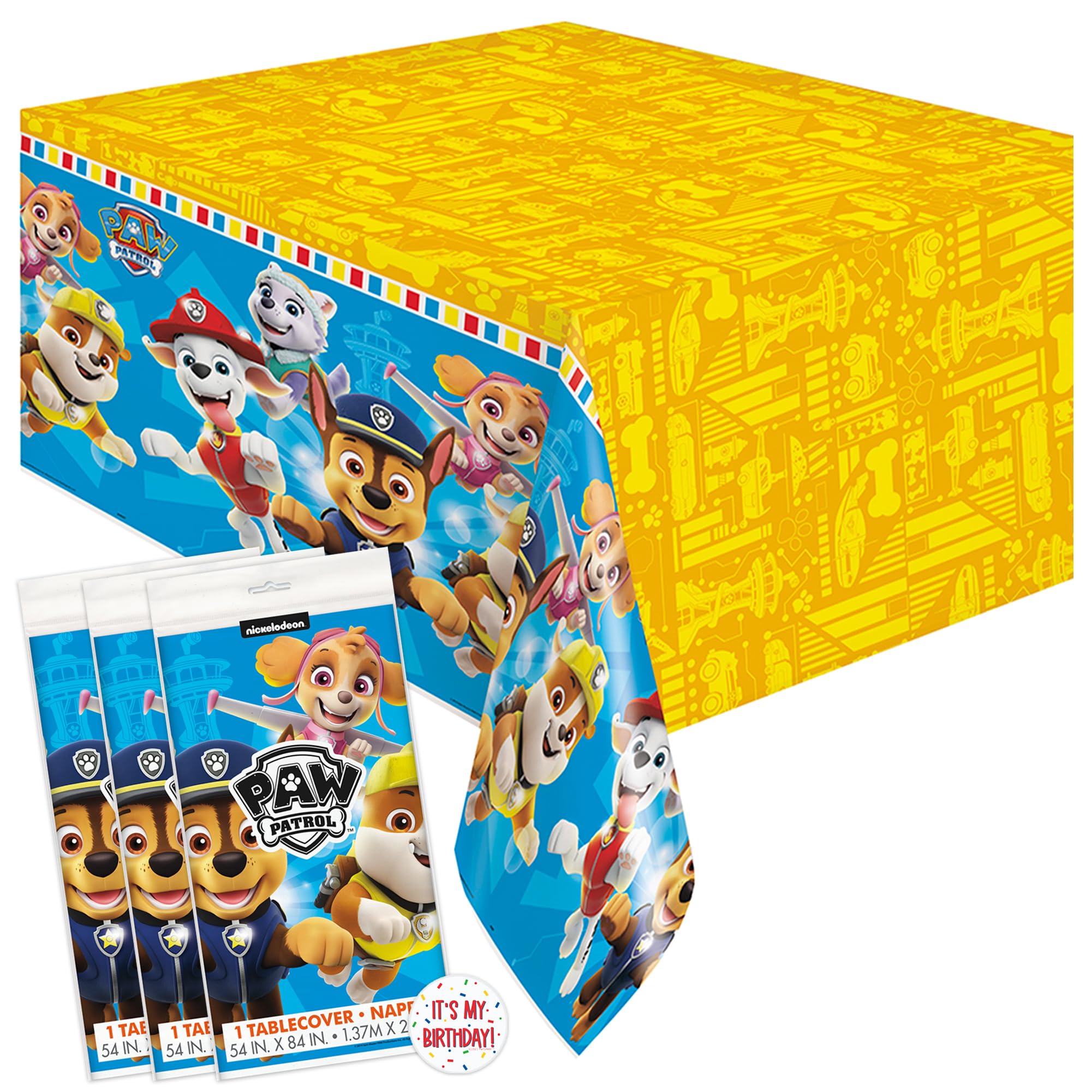 Unique Paw Patrol tablecloth with vibrant hero design for easy party setup