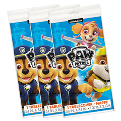 Unique Paw Patrol tablecloth close-up showing colorful character artwork for theme fidelity