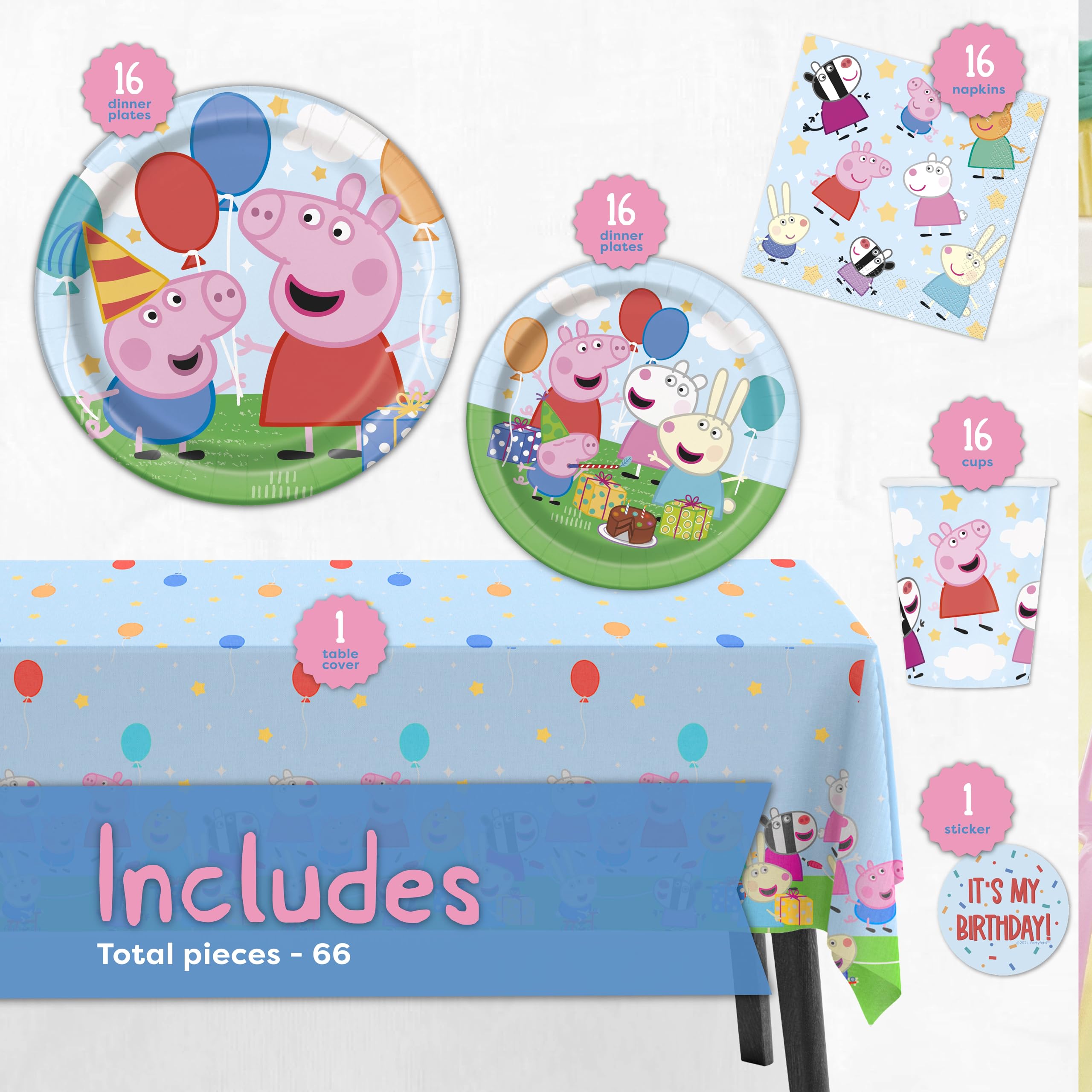 Unique Peppa Pig 9-inch plates showcase kids' favorites for easy serving.