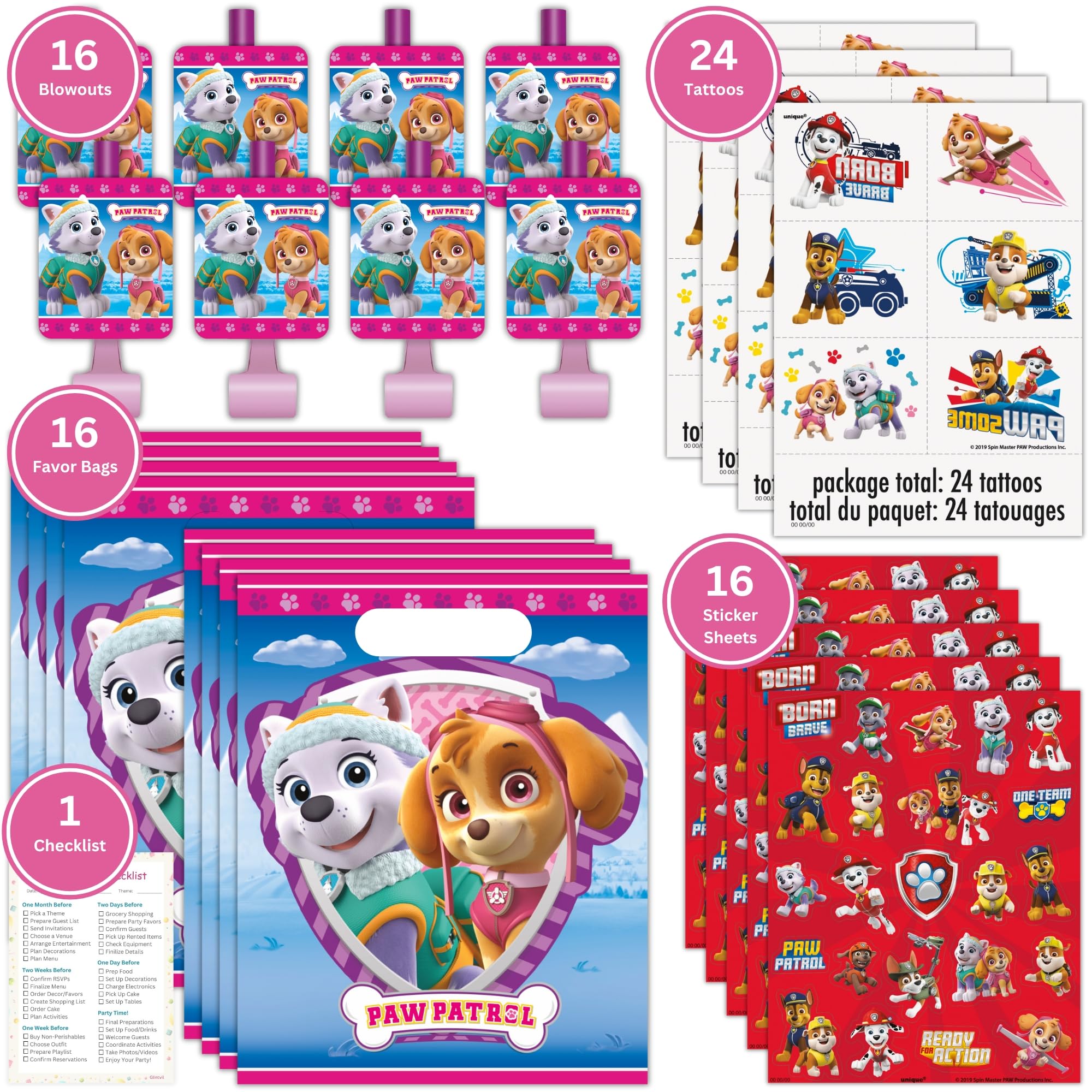 Unique Skye Paw Patrol tattoos featured for quick, fun party activities and keepsakes.