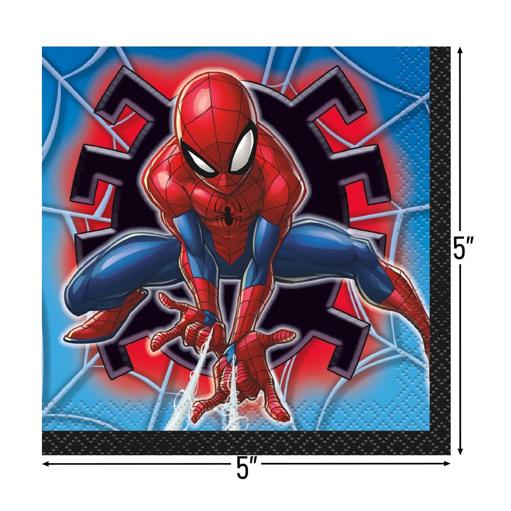 Unique Spider-Man 5x5 napkins ideal for beverages and spills.