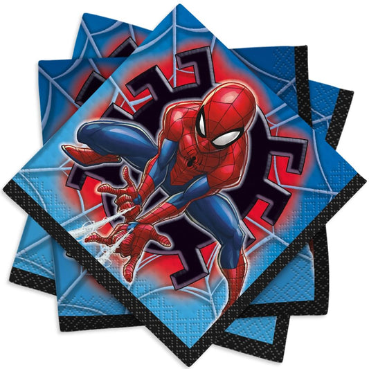Unique Spider-Man beverage napkins with action design for kids parties.