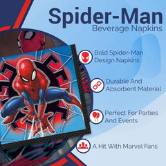 Unique Spider-Man napkins enhance party table setup and decor.