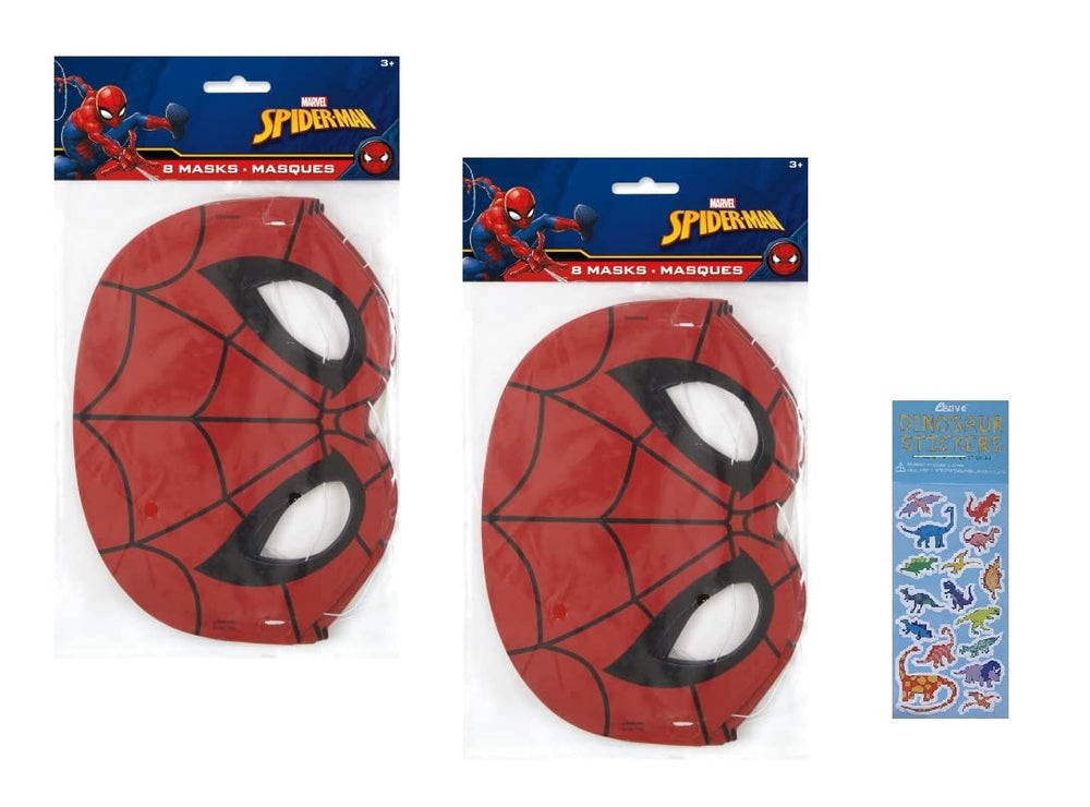 Unique Spiderman masks bundle shows 16 kids' paper masks for themed party fun