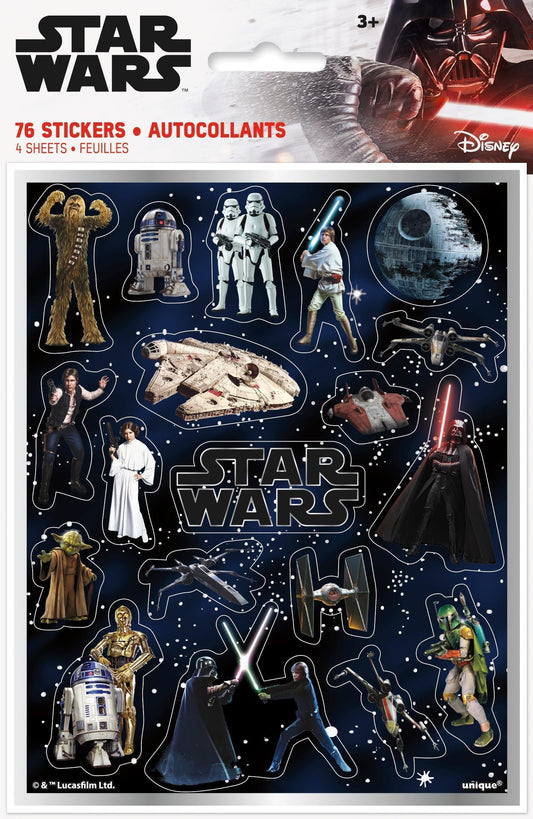 Unique Star Wars sticker sheets used for party decor application indoors or outdoors.