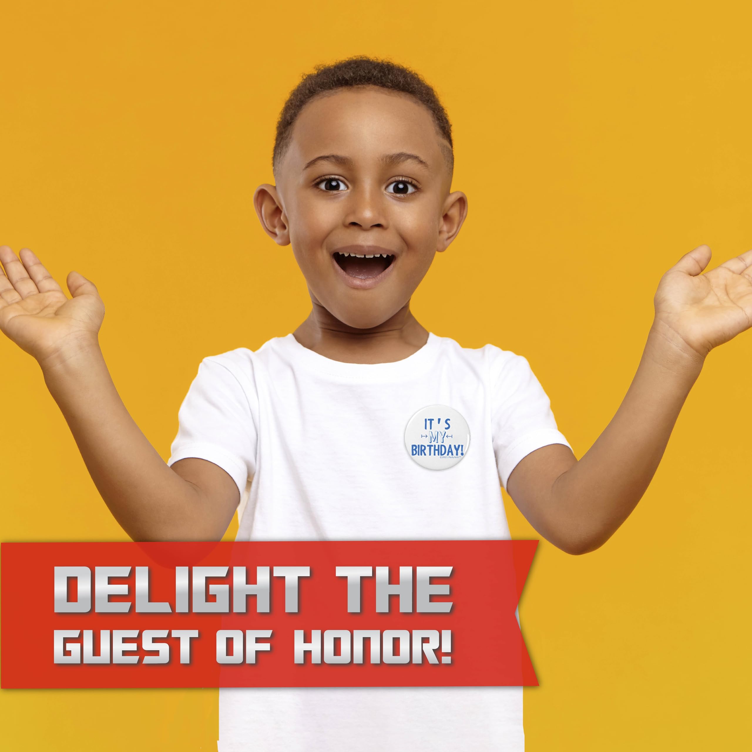 Unique Transformers birthday button highlights the guest of honor at the party