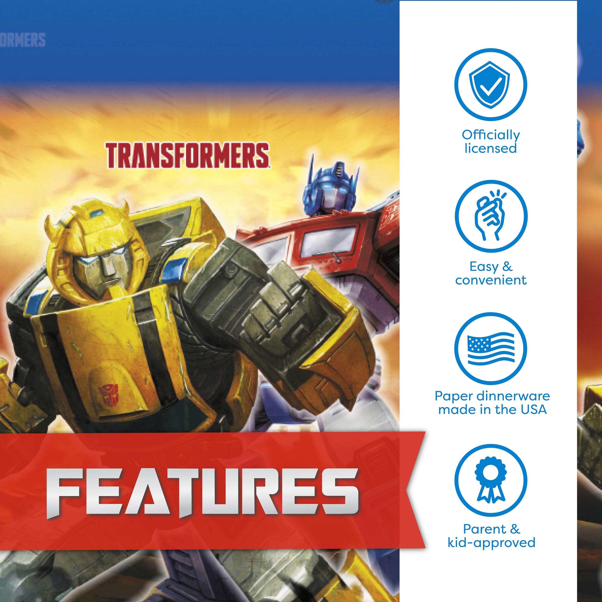 Unique Transformers napkins add color and absorb spills during the celebration