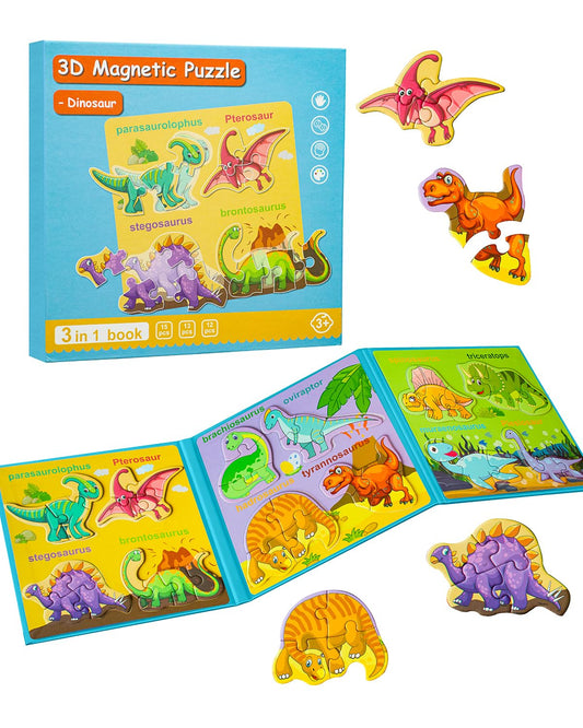 Unistylar dinosaur magnetic puzzle with dino scenes supports early problem-solving and fine motor skills.