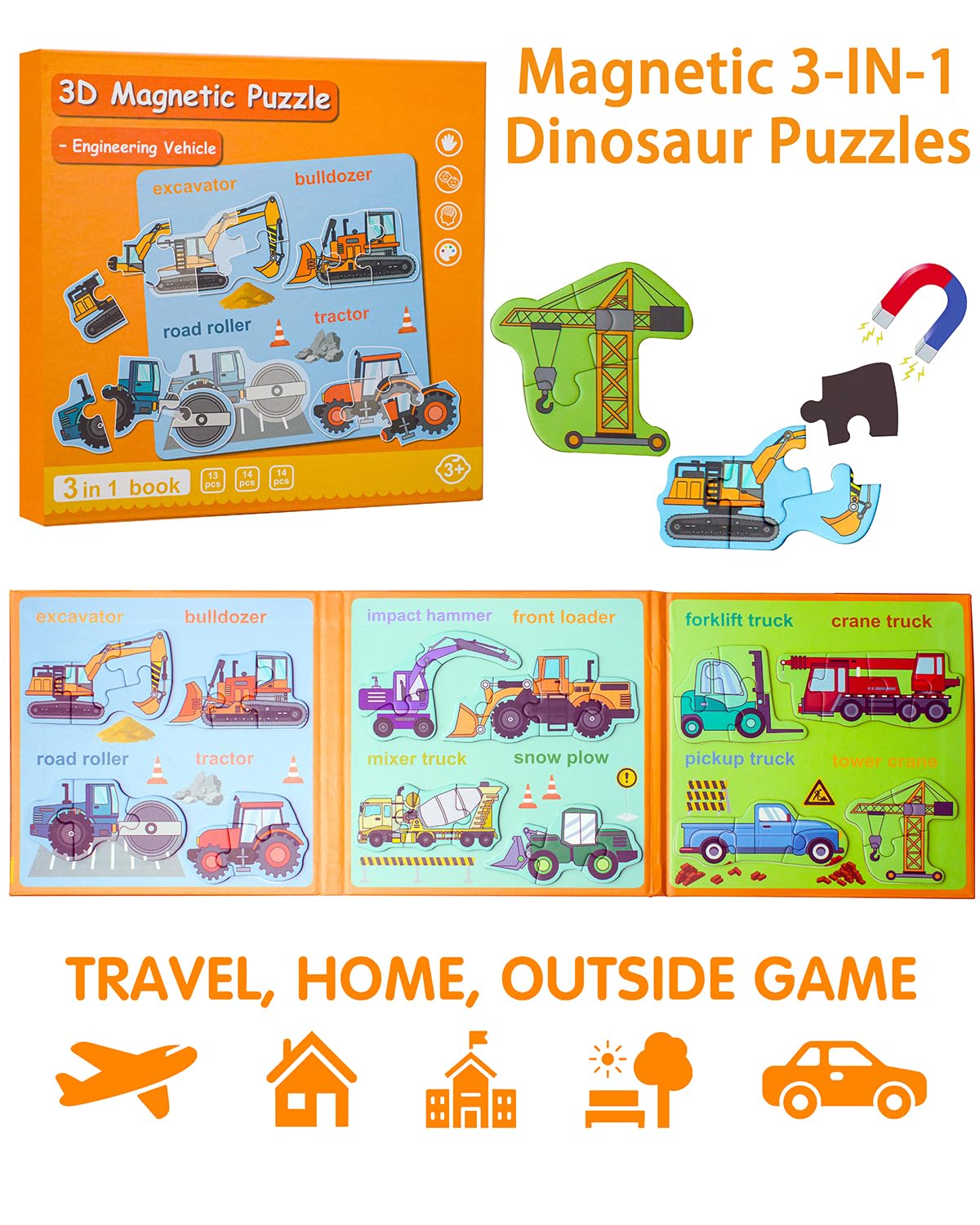 Unistylar magnetic puzzles dinosaur patterns enhance fine motor skills for toddlers
