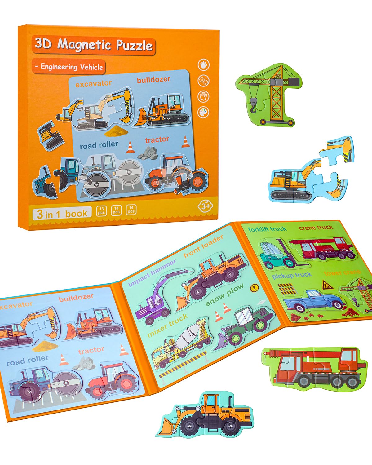 Unistylar magnetic puzzles excavator scene to spark imaginative play and travel learning