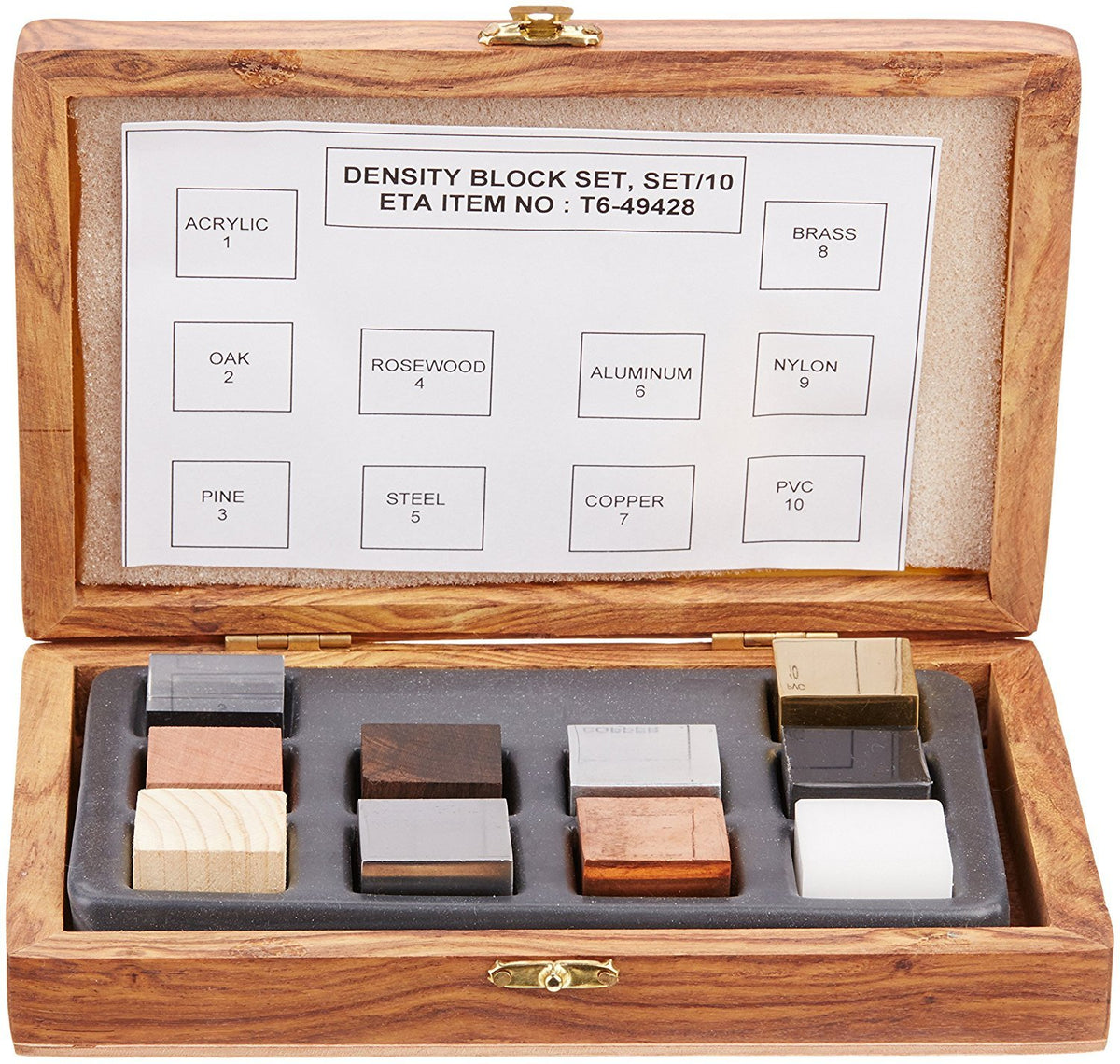 United Scientific DCSET10 density cubes in wooden case ideal for hands-on density experiments