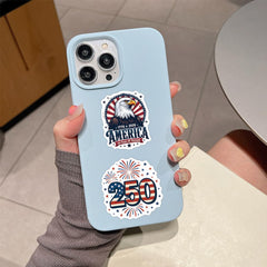 United States 250th Anniversary sticker on a guitar case, rugged and long-lasting