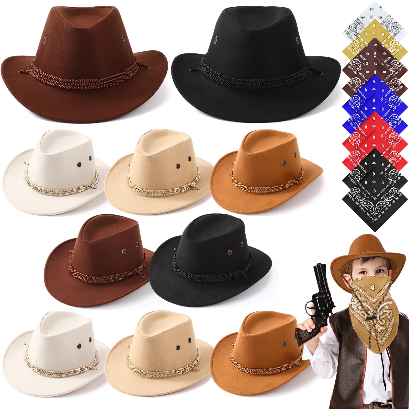 Unittype kids cowboy hat set for festive Western party outfits