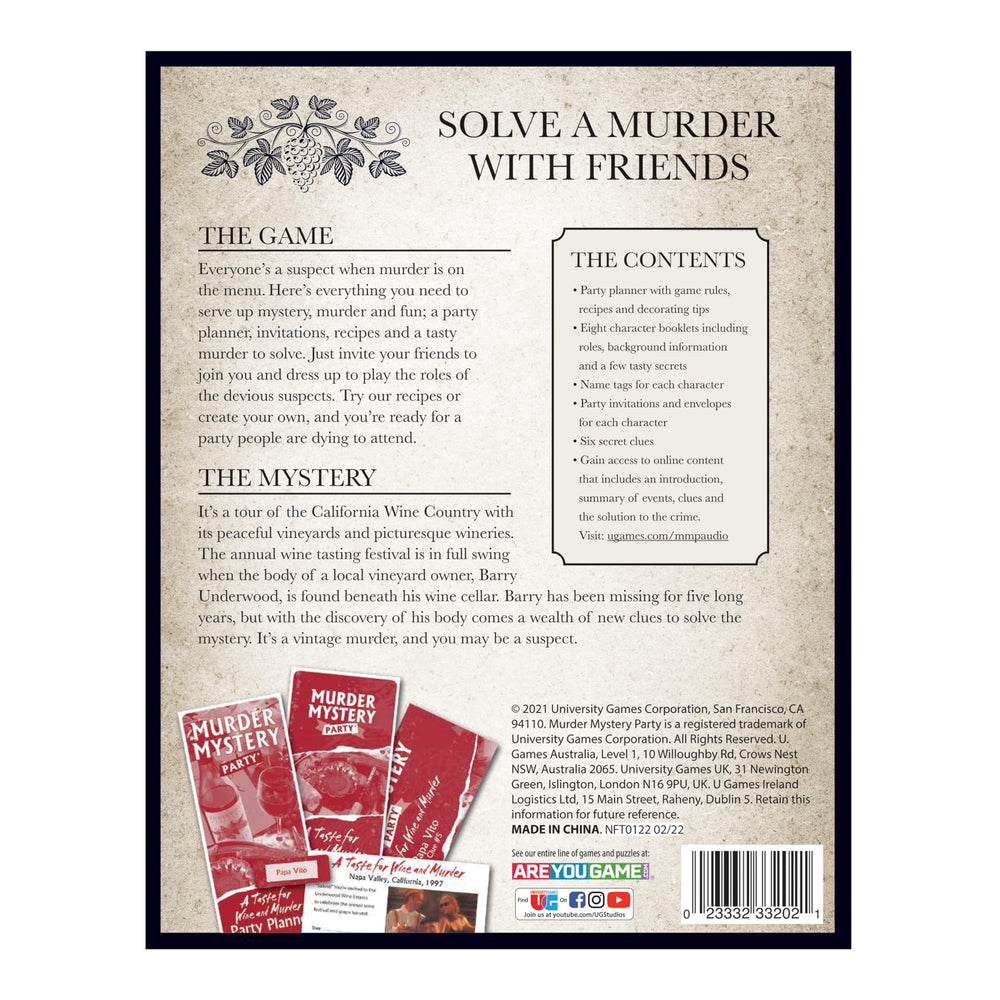 Audio/video access for Taste for Wine & Murder from University Games