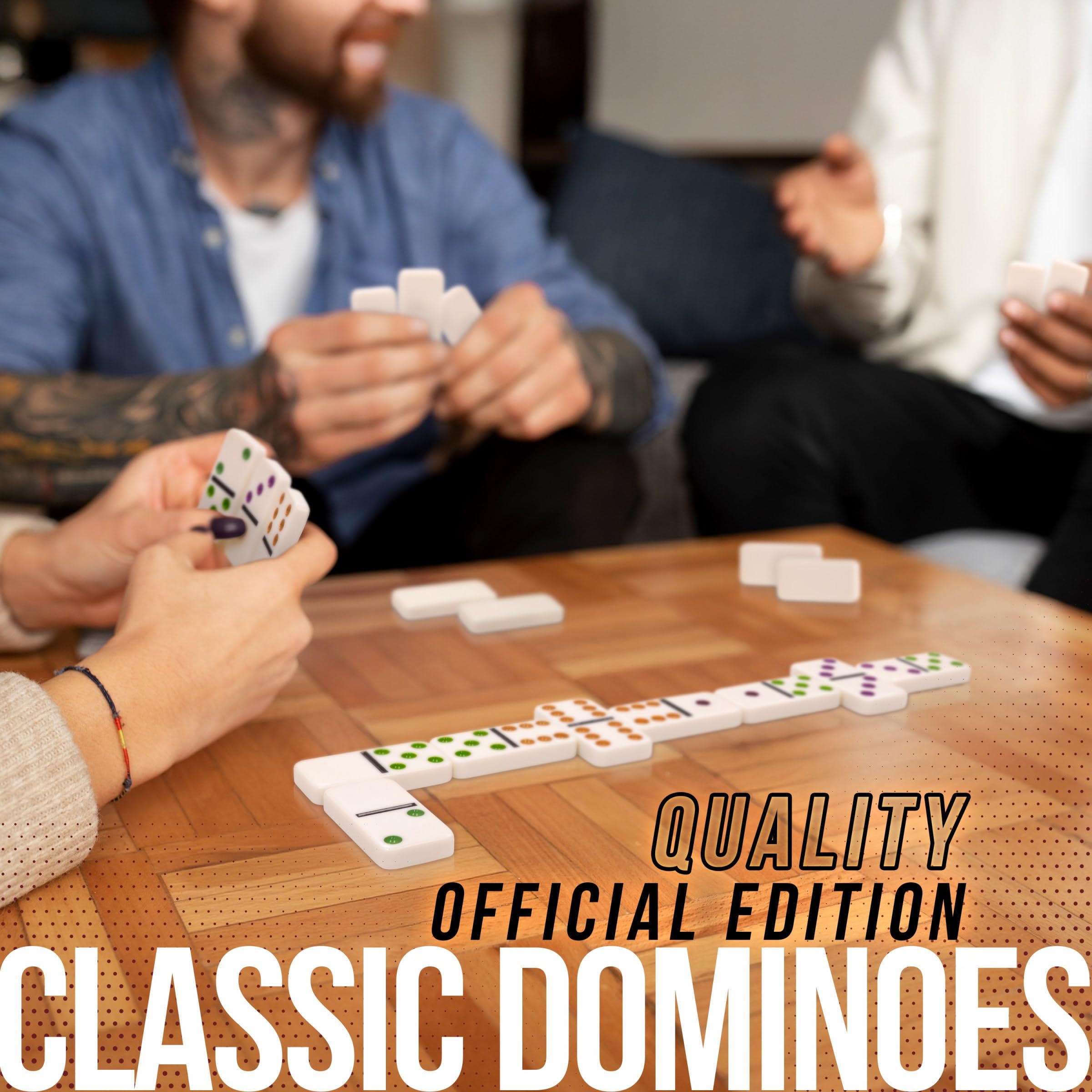 University Games Chicken Foot stand-alone dominoes keep hands free for snacks